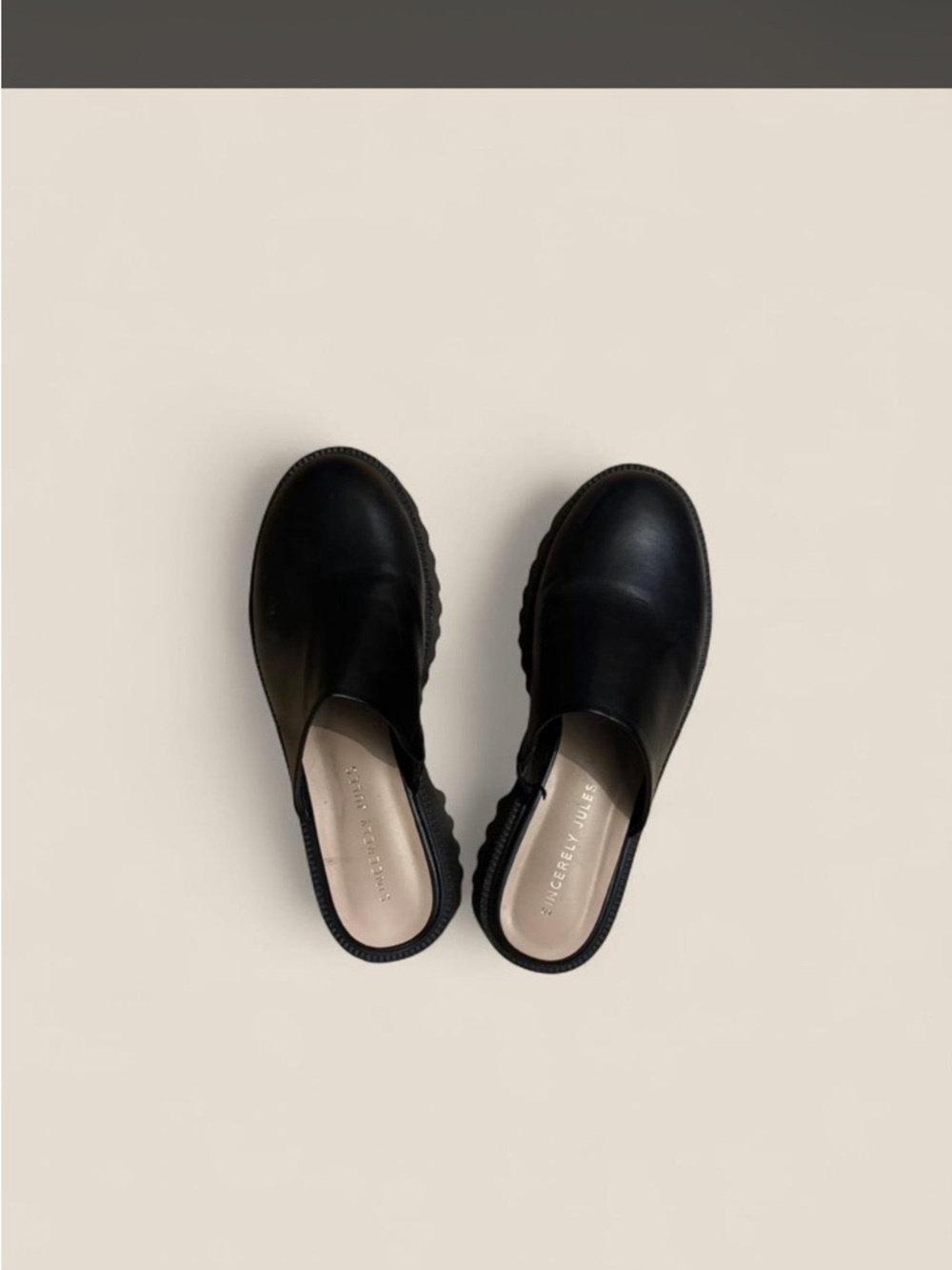 Sincerely Jules Black Leather Slip-On Mule Clogs
